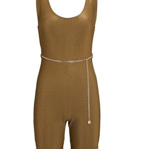 WeWoreWhat Chain Ribbed Biker Short Bodysuit (M)